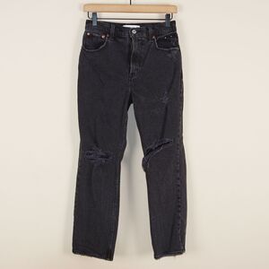 Abercrombie & Fitch Ultra High Rise 90s Black Distressed Jeans Womens Sz 25